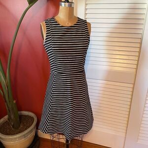 J CREW | black & white stripe a line dress 0